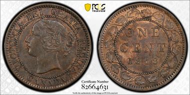 1858 1C ↑↑ Bronze, Broken Vine AU58BN