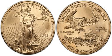 2001 $50 Gold Eagle MS70