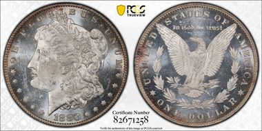 1880-O $1 VAM 43 Doubled Ear MS62