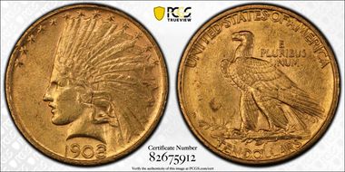 1908-D $10 No Motto MS61