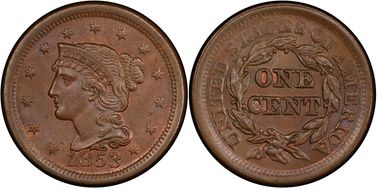 1853 1C Newcomb 13 MS65BN