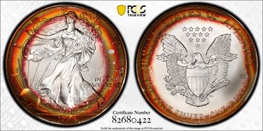 1998 $1 Silver Eagle MS68