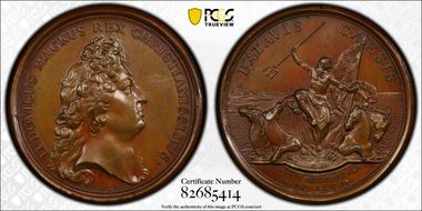 1676 AE Medal Betts-50, Ile de Cayenne MS64BN