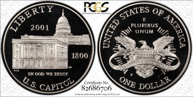 2001-P $1 Capitol Visitor PR69DCAM