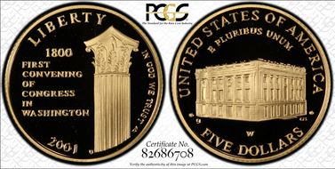 2001-W $5 Capitol Visitor PR69DCAM