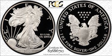 2001-W $1 Silver Eagle PR69DCAM