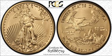 2016 $5 Gold Eagle 30th Anniversary MS70