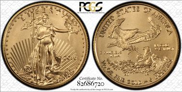 2016 $5 Gold Eagle 30th Anniversary MS70
