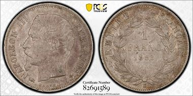 1856-D 1 Fr Gad-460 Grand Lion AU50