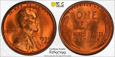 1954-S 1C MS67+ RD