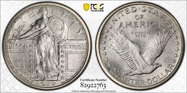 1917-S 25C Type 1 MS66FH