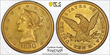 1850 $10 Large Date MS61