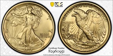 2016-W 50C 100th Anniversary Gold 100th Anniversary Label First Strike SP69