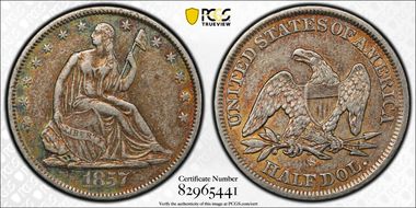 1857-S 50C WB-4, Medium S XF40