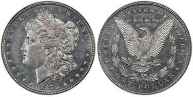1878-CC $1 VAM 18 Doubled Leaves AU58