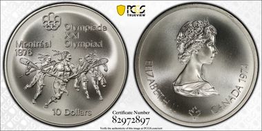 1974 $10 Lacrosse MS69