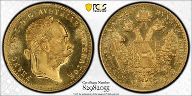 "1915" Ducat Restrike KM-2267  Au MS68