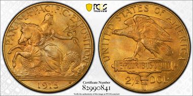 1915-S $2.50 Panama-Pacific MS67