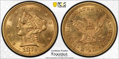 1874 $2.50 MS63+