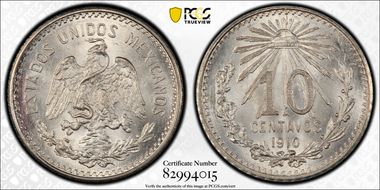 1910-M 10C KM-428  Ag MS65