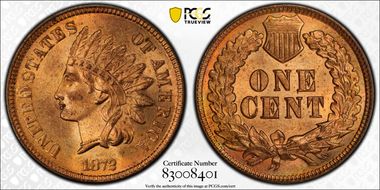 1872 1C MS65RD