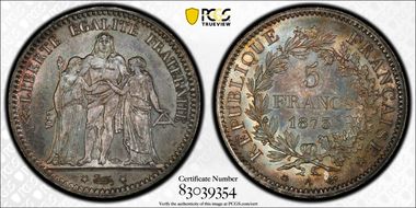 1873-A 5 Fr Gad-745a F-334 MS65