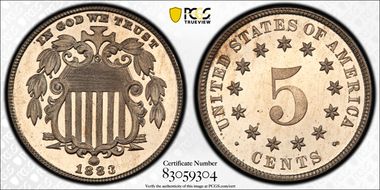 1883 5C Shield PR67CAM