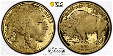 2016-W $50 Am. Buffalo 10th Anniv. First Strike Buffalo Label PR69DCAM