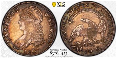 1807 50C O-112, Large Stars, 50/20 XF45