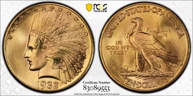 1932 $10 MS66+