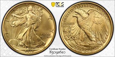 2016-W 50C 100th Anniversary Gold SP70