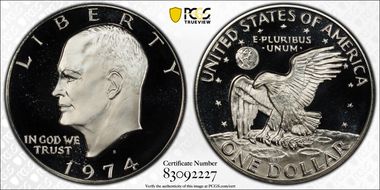 1974-S $1 Silver PR70DCAM