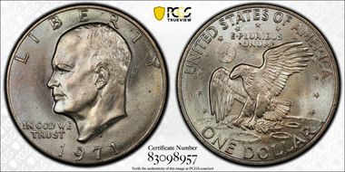 1971-D $1 "Friendly Eagle" FS-901  Type 1 Reverse RDV-006 MS65
