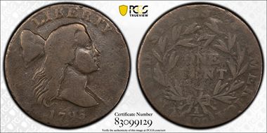 1795 1C Jefferson Head, Plain Edge VG10BN