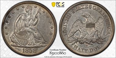 1858-O 50C WB-12 RPD AU53