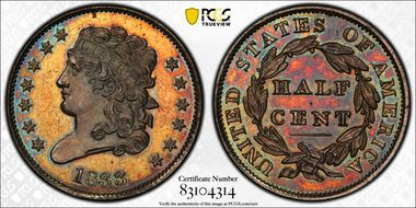 1833 1/2C Cohen 1 PR65BN