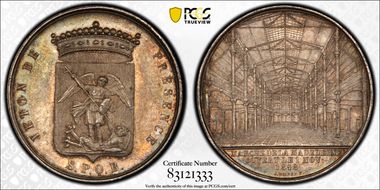 1848 Jeton Ross-JB3 Hoyd-J.3A Ag Marché de La Madeleine MS63