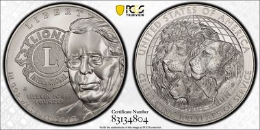 2017-P $1 Lions Club International First Strike MS70