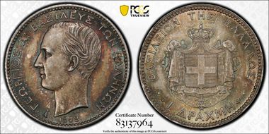 1868-A Drachma KM-38  Ag MS65