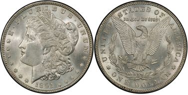 1891 $1 VAM 2 Doubled Ear MS65