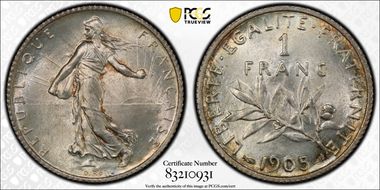 1905 1 Fr Gad-467 F-217 MS65