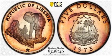 1973 $5 Elephant PR67CAM