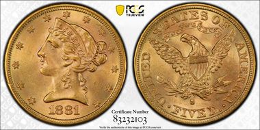 1881-S $5 MS65