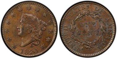 1820 1C N-11 Large Date MS63+ RB