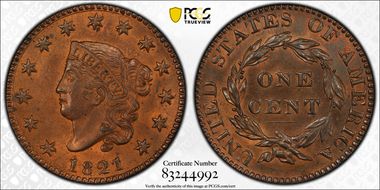 1821 1C Newcomb 2 MS64RB