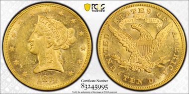 1874 $10 MS61