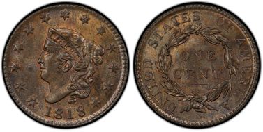 1818 1C N-9 MS64+ BN