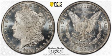 1882-CC $1 VAM 2 Misplaced Date MS65+ PL