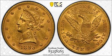 1893 $10 MS62