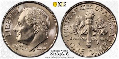 2008-D 10C Satin Finish SP69FB